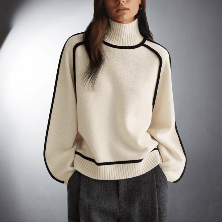 Women's Contrast Turtleneck Jumper | Raglan