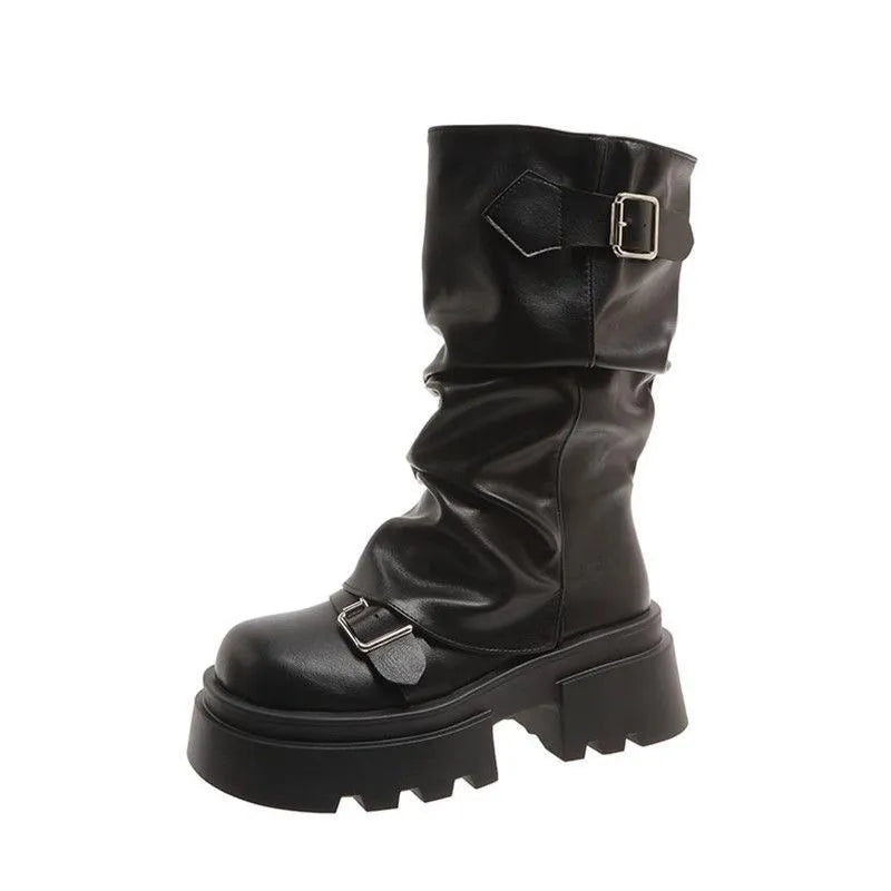Women's Chunky Knee High Boots | Buckles