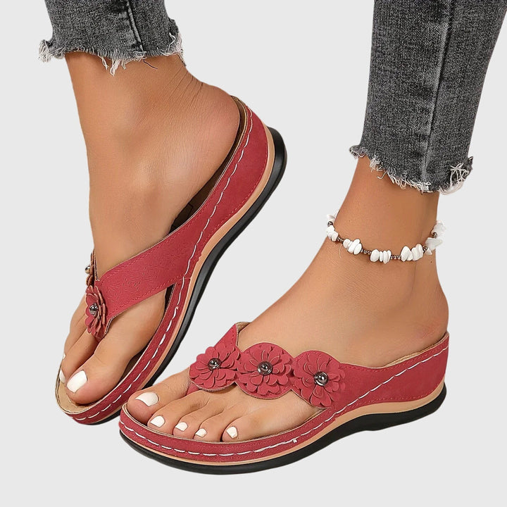 Women's Boho Floral Strap Detail Thong Sandals | Slip On