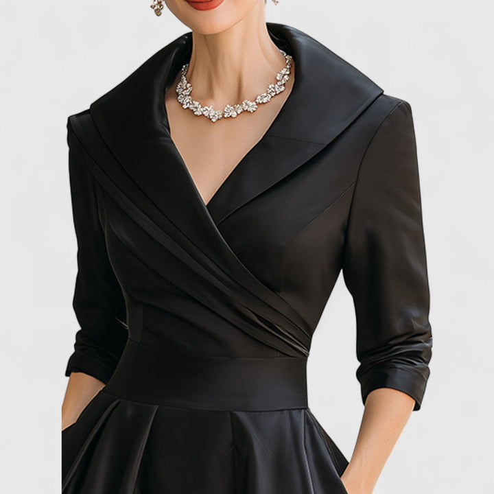 Women's Elegant Formal Evening Party Wrap Flared Dress | Midi