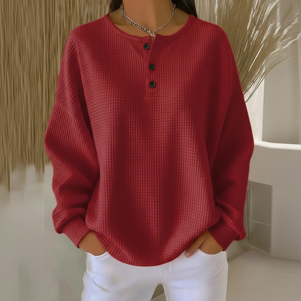 Women's Textured Waffle Knit Jumper | Relaxed Fit