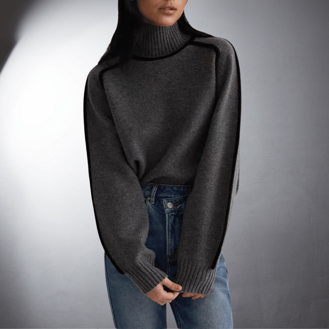 Women's Contrast Turtleneck Jumper | Raglan