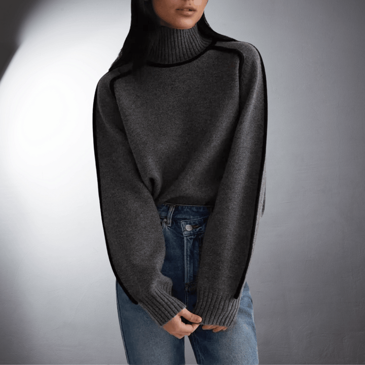 Women's Contrast Turtleneck Jumper | Raglan
