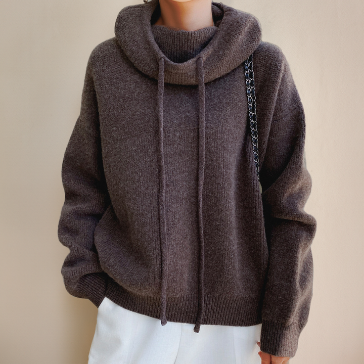 Women's Drawstring Winter Knitted Hoodie | Oversized