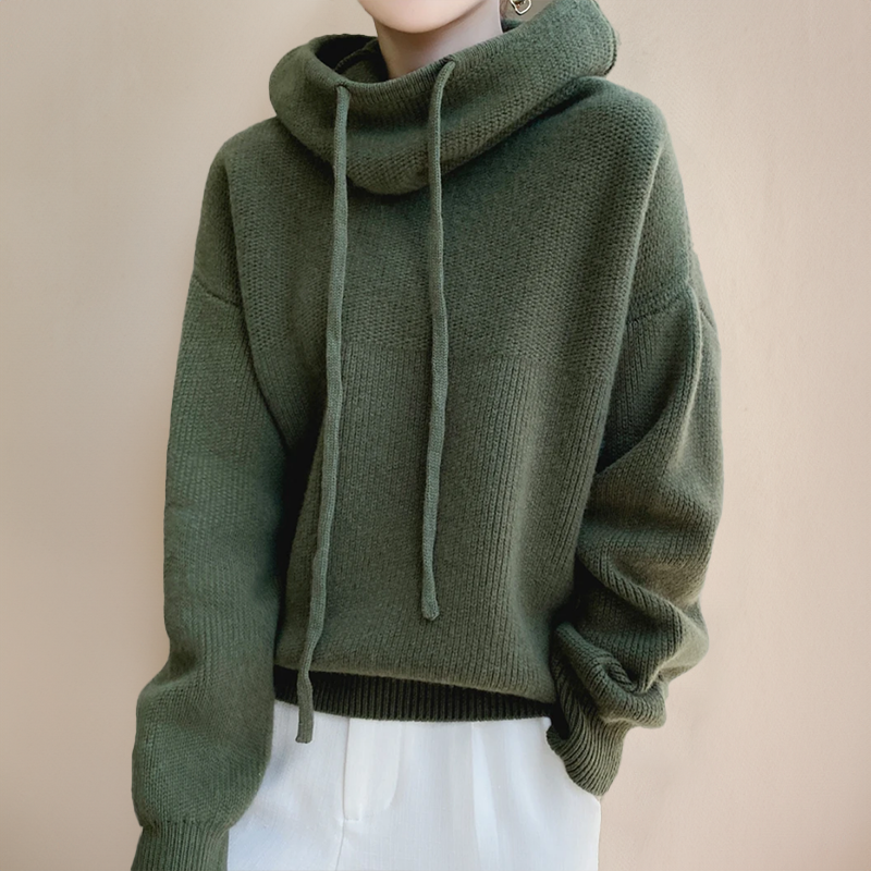 Women's Drawstring Winter Knitted Hoodie | Oversized