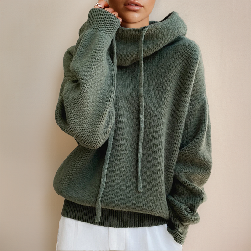Women's Drawstring Winter Knitted Hoodie | Oversized