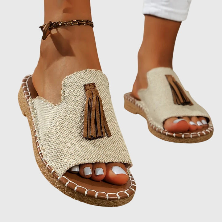Women's Vintage Boho Tassel Detail Flat Sandals | Slip On