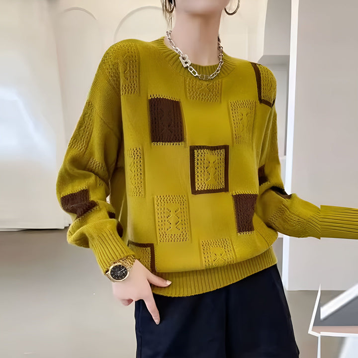 Women's Patchwork Textured Jumper | Colour Block