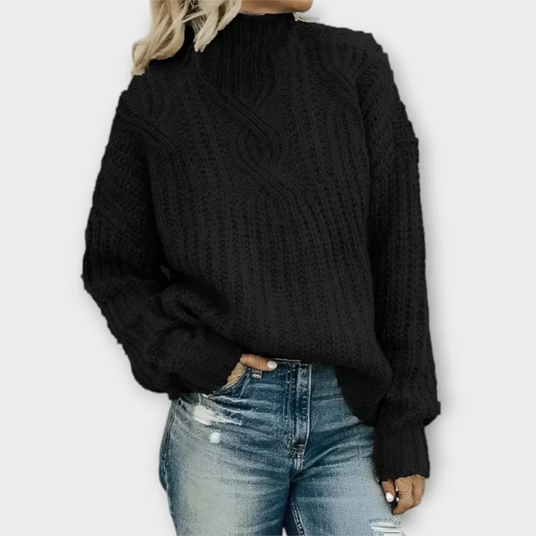 Women's Cable Knit Mock Neck Jumper | Winter