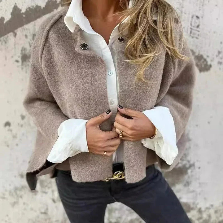 Women's Cropped Stand Collar Jacket | Textured