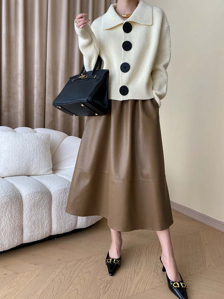 Women's Button Up Chunky Knit Cardigan | Collared