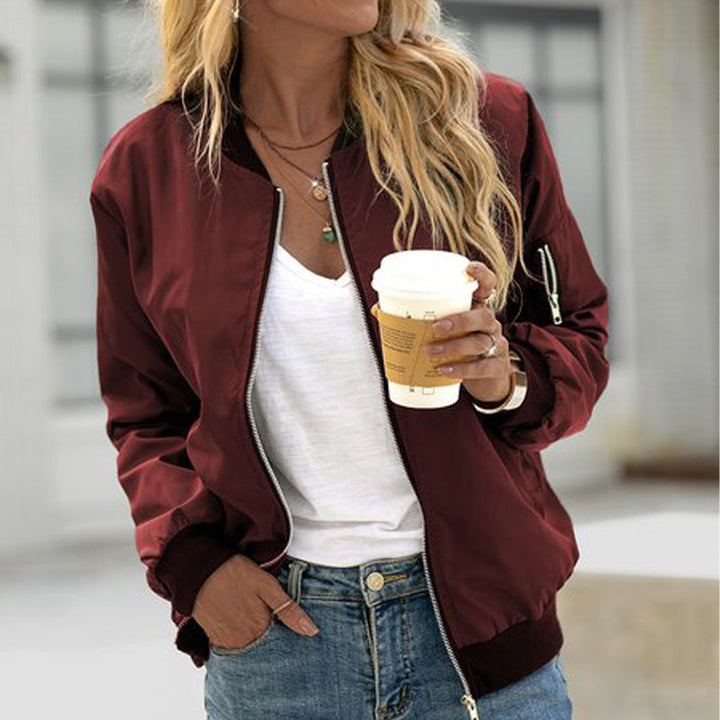 Women's Classic Bomber Jacket | Front Zipper