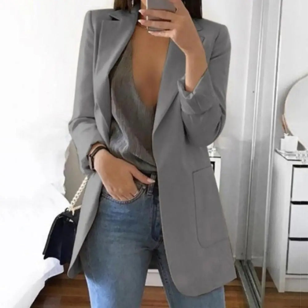 Women's Notch-Lapel Stylish Blazer | Open-Front