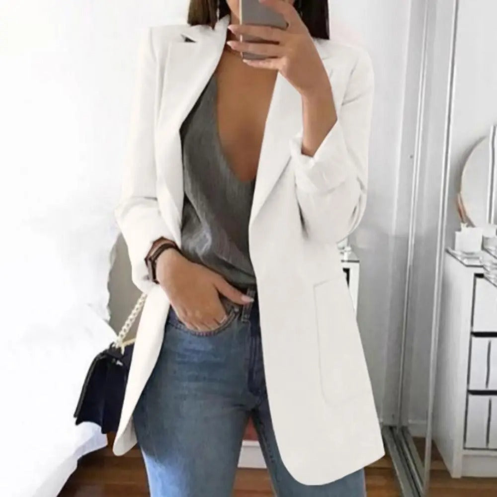 Women's Notch-Lapel Stylish Blazer | Open-Front