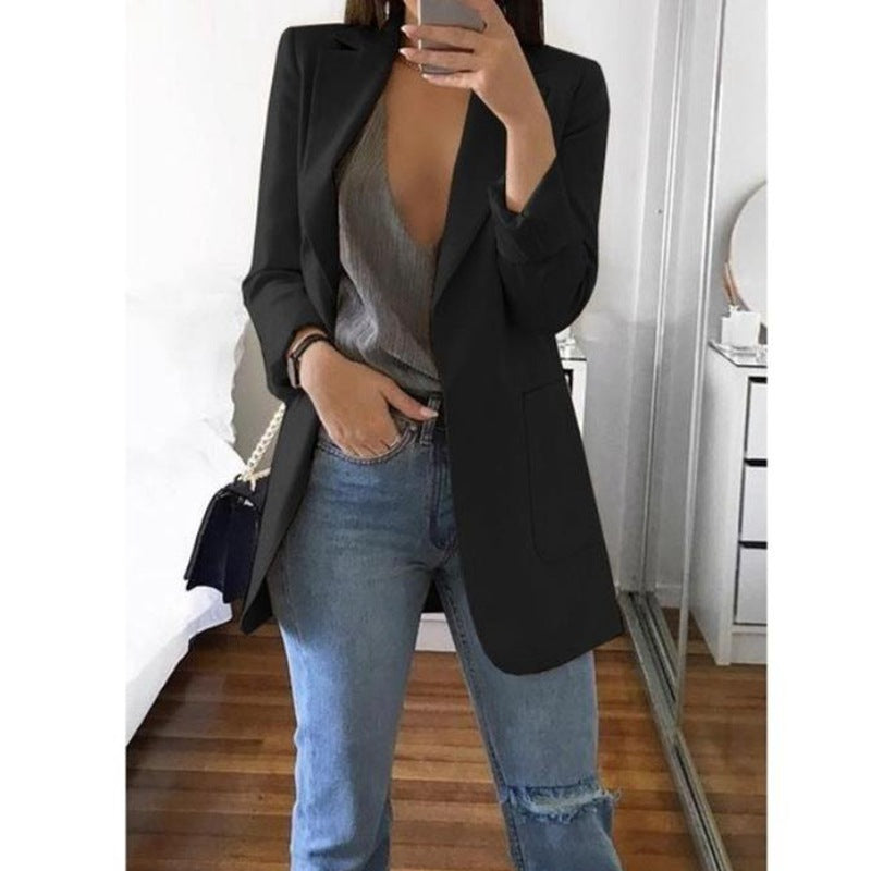 Women's Notch-Lapel Stylish Blazer | Open-Front