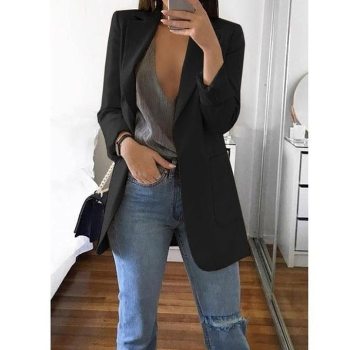 Women's Notch-Lapel Stylish Blazer | Open-Front