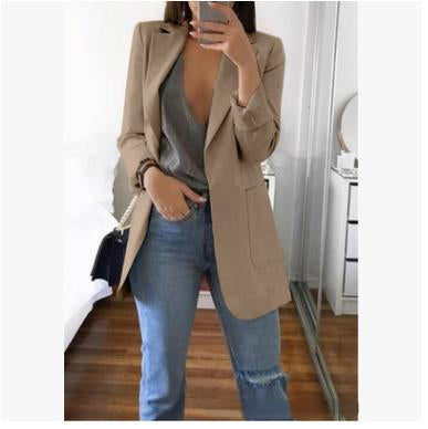 Women's Notch-Lapel Stylish Blazer | Open-Front
