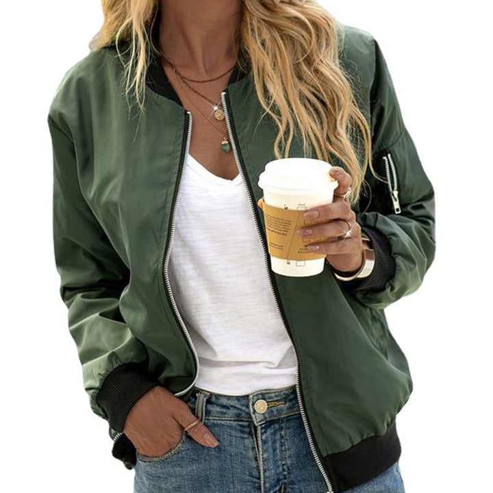 Women's Classic Bomber Jacket | Front Zipper