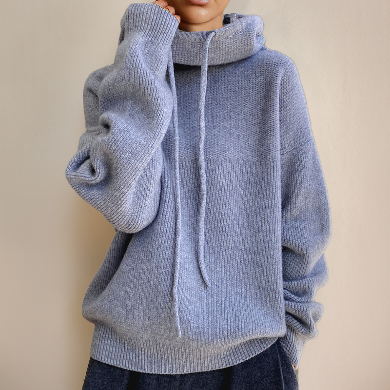 Women's Drawstring Winter Knitted Hoodie | Oversized