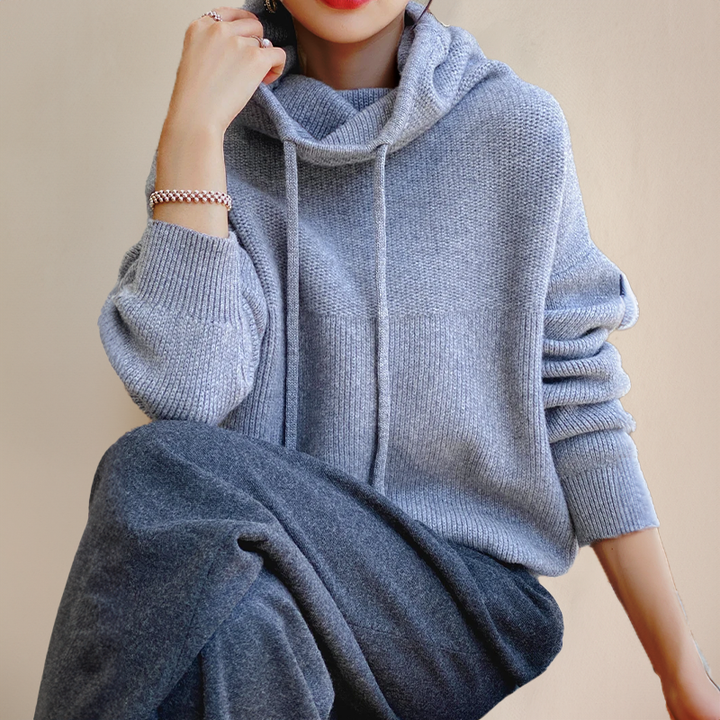 Women's Drawstring Winter Knitted Hoodie | Oversized