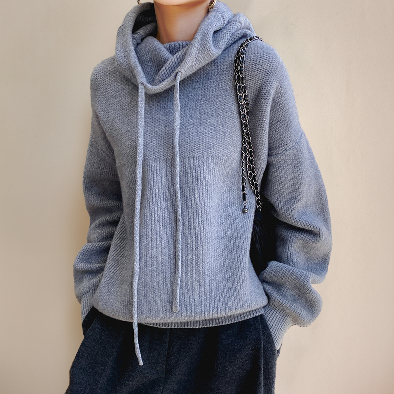 Women's Drawstring Winter Knitted Hoodie | Oversized