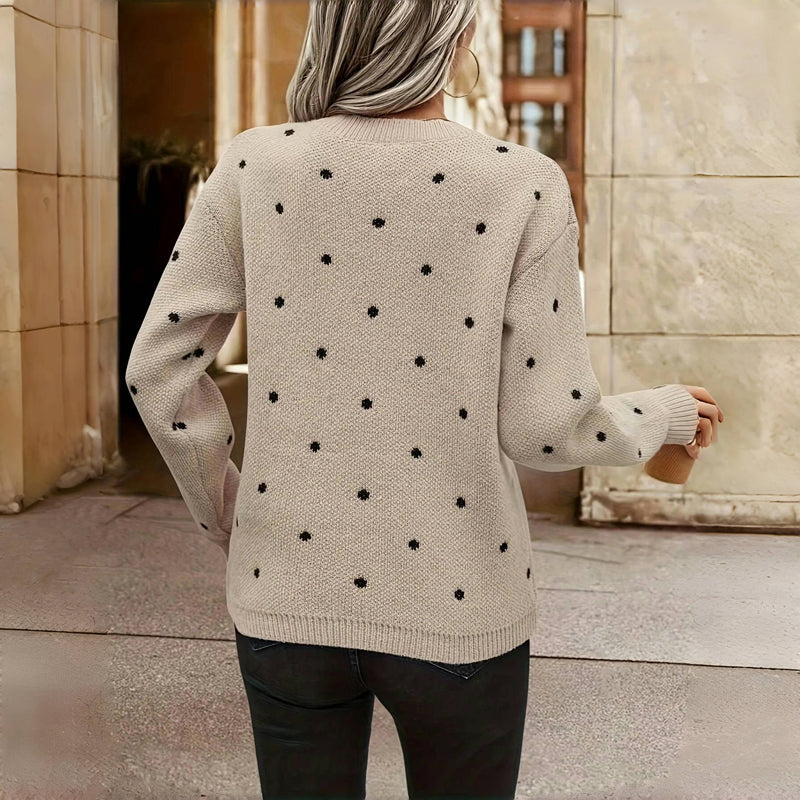 Women's Polka Dot Crew Neck Sweater | Casual
