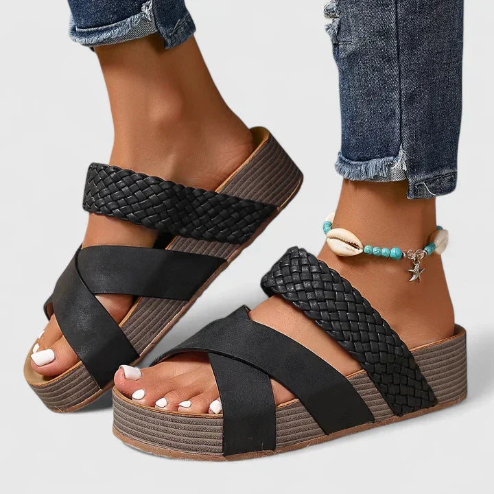 Women's Boho Thick Sole Strappy Slide Sandals | Slip On