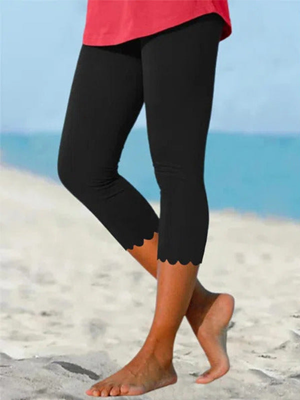 Women's Summer Capri Leggings | Scalloped Hem