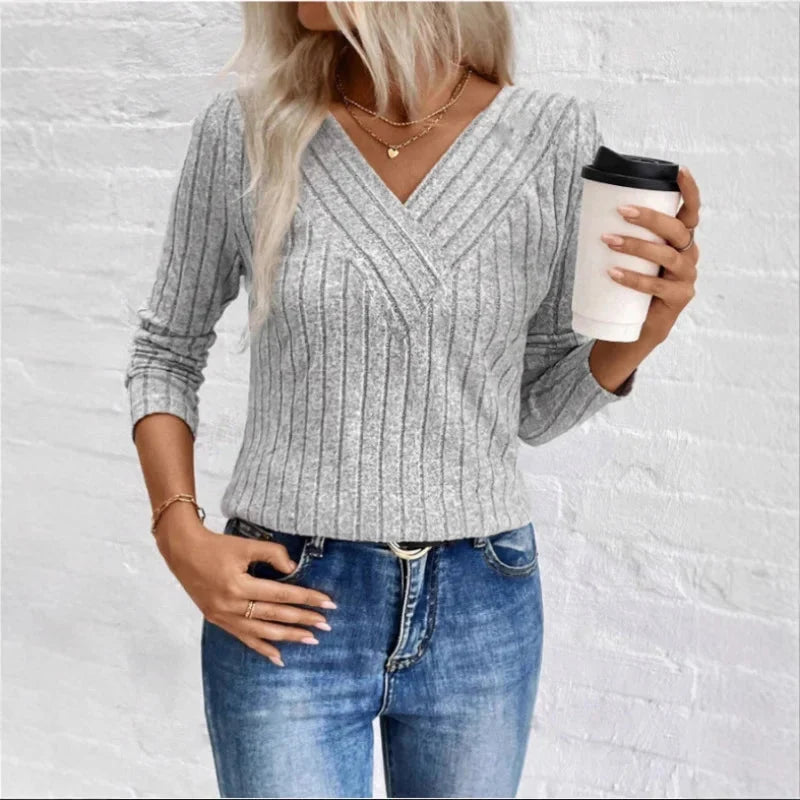 Women's Ribbed Wrap Front Top | V-Neck