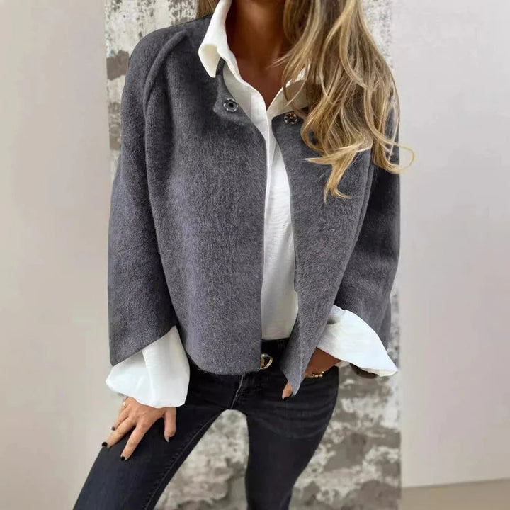 Women's Cropped Stand Collar Jacket | Textured