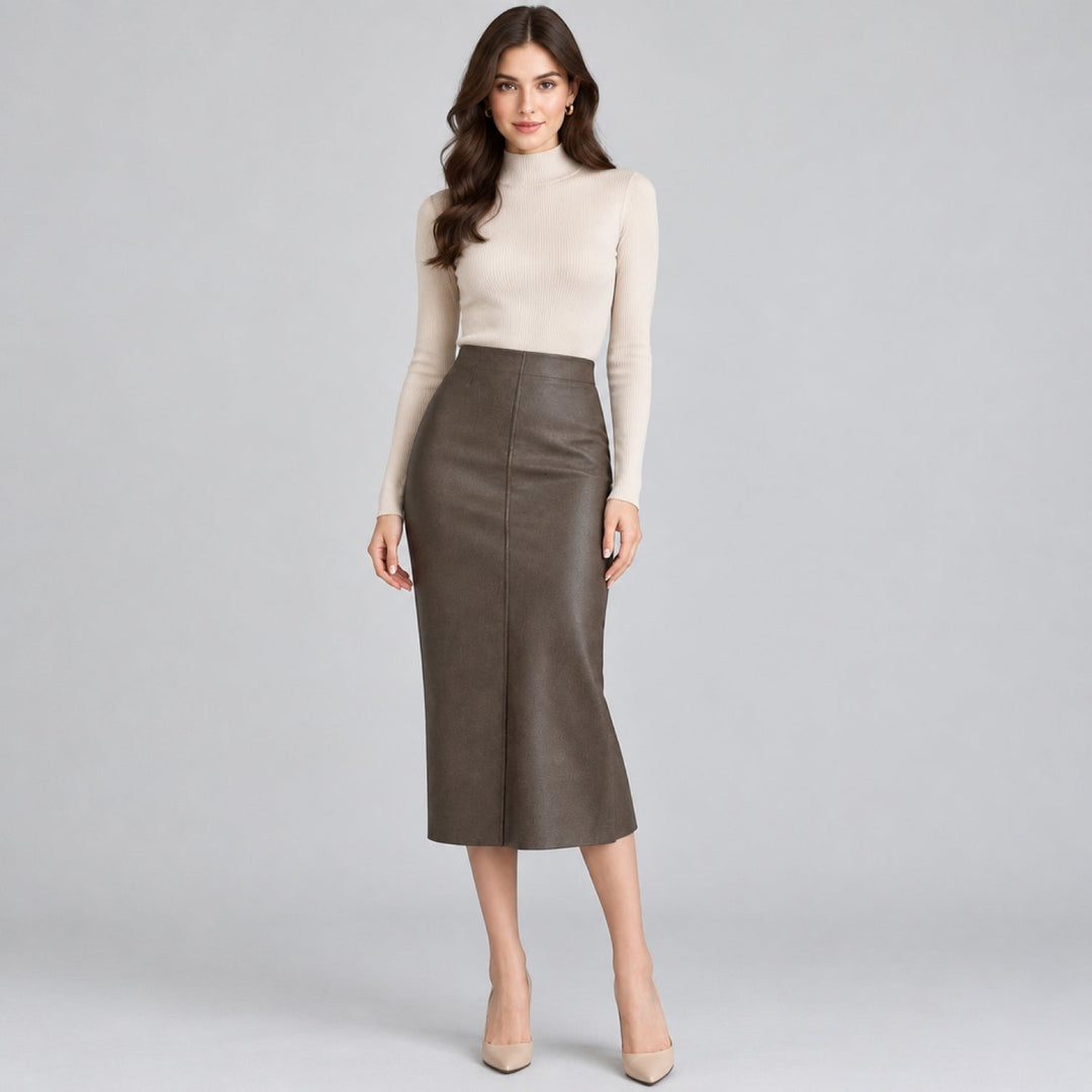 Women’s Fitted Pencil Skirt with Back Zip | Midi