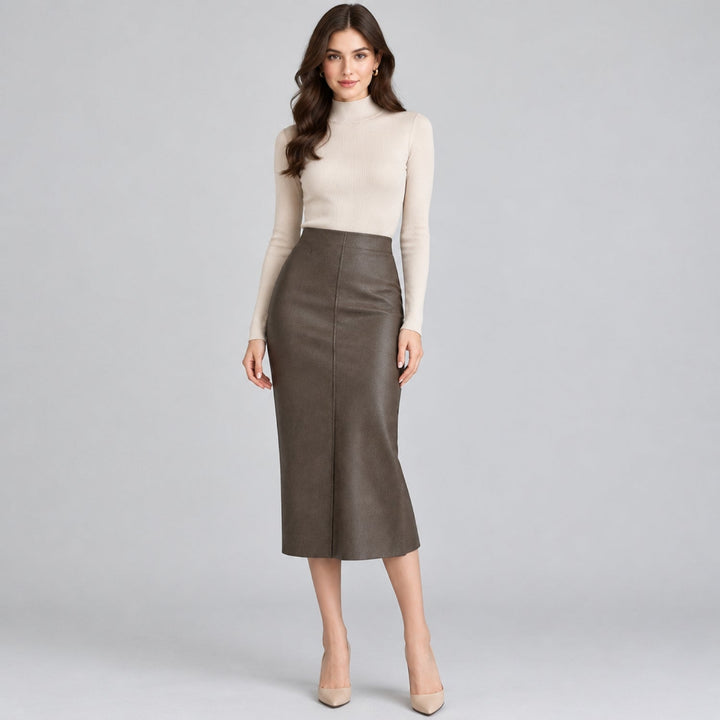 Women’s Fitted Pencil Skirt with Back Zip | Midi
