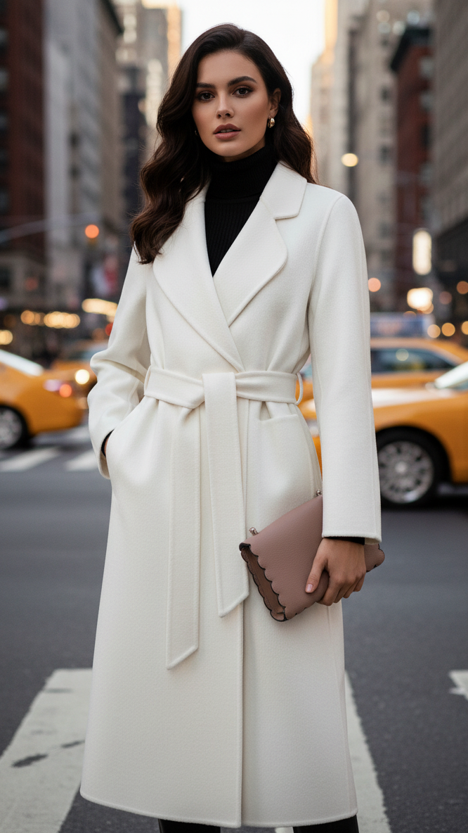 Women’s Tailored Tie-Waist Overcoat | Side Pockets