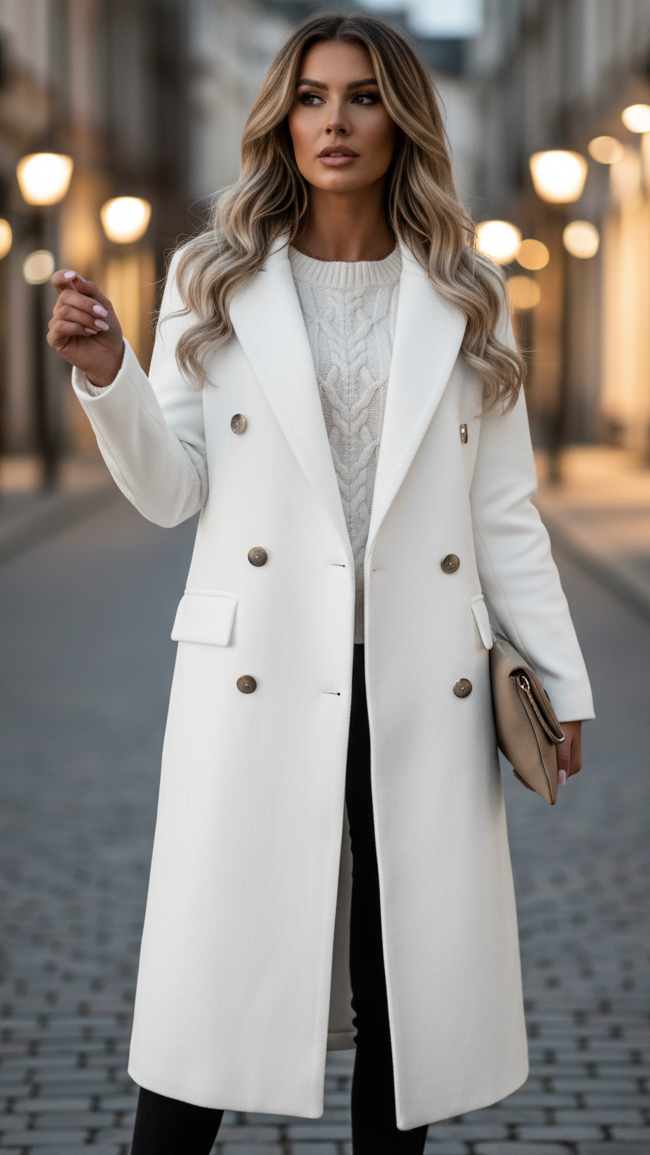 Women's Longline Double-Breasted Coat | Winter