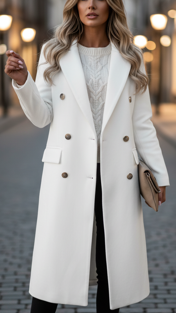 Women's Longline Double-Breasted Coat | Winter