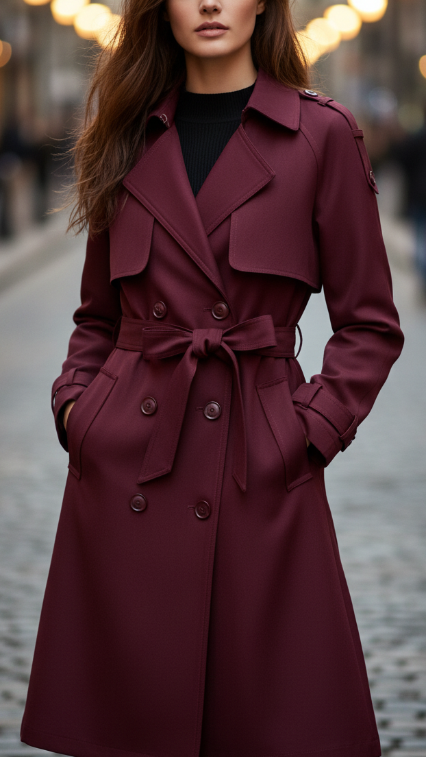 Women's Double-Breasted Belted Trench Coat | Winter