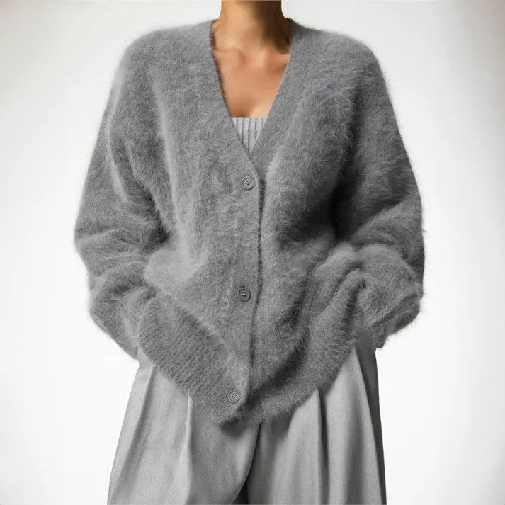 Women's Fuzzy Knit Cardigan | Button-Front