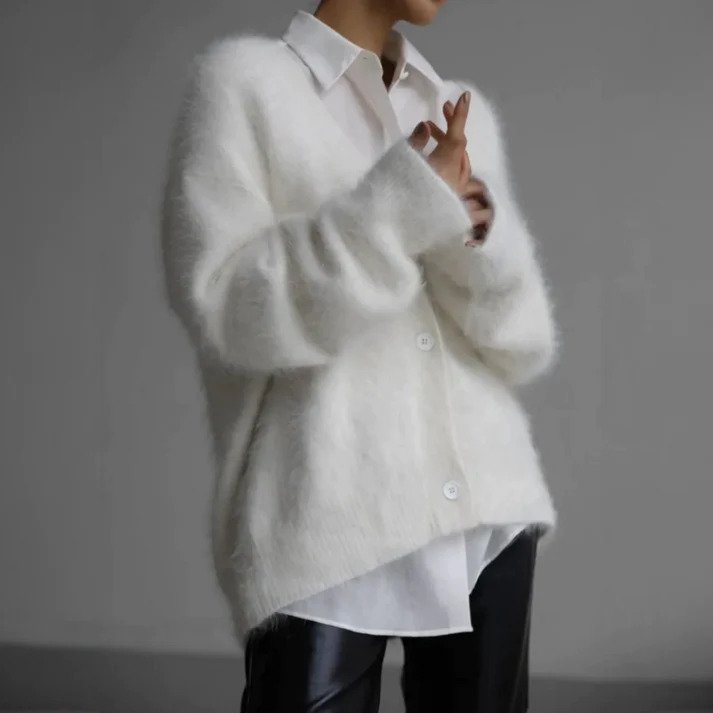 Women's Fuzzy Knit Cardigan | Button-Front