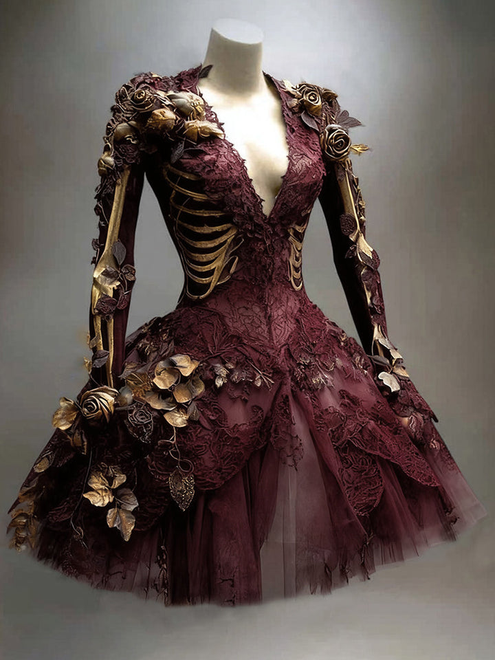Women's Vintage Long Sleeve Mini Dress | Halloween