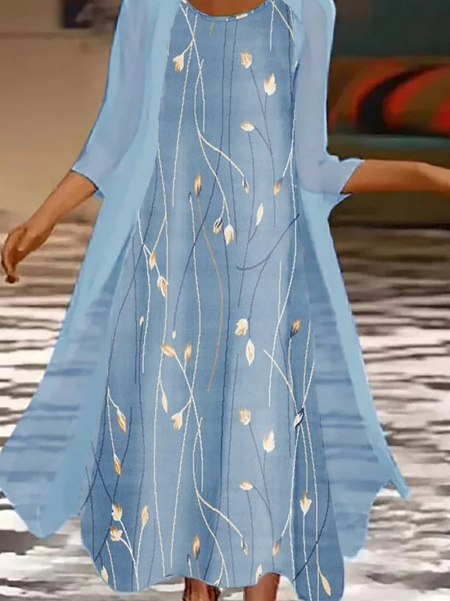 Women's Elegant Dress and Cardigan Set | Floral