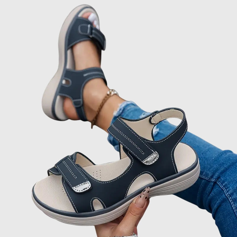 Women's Cutout Hook and Loop Sandals | Ankle Strap