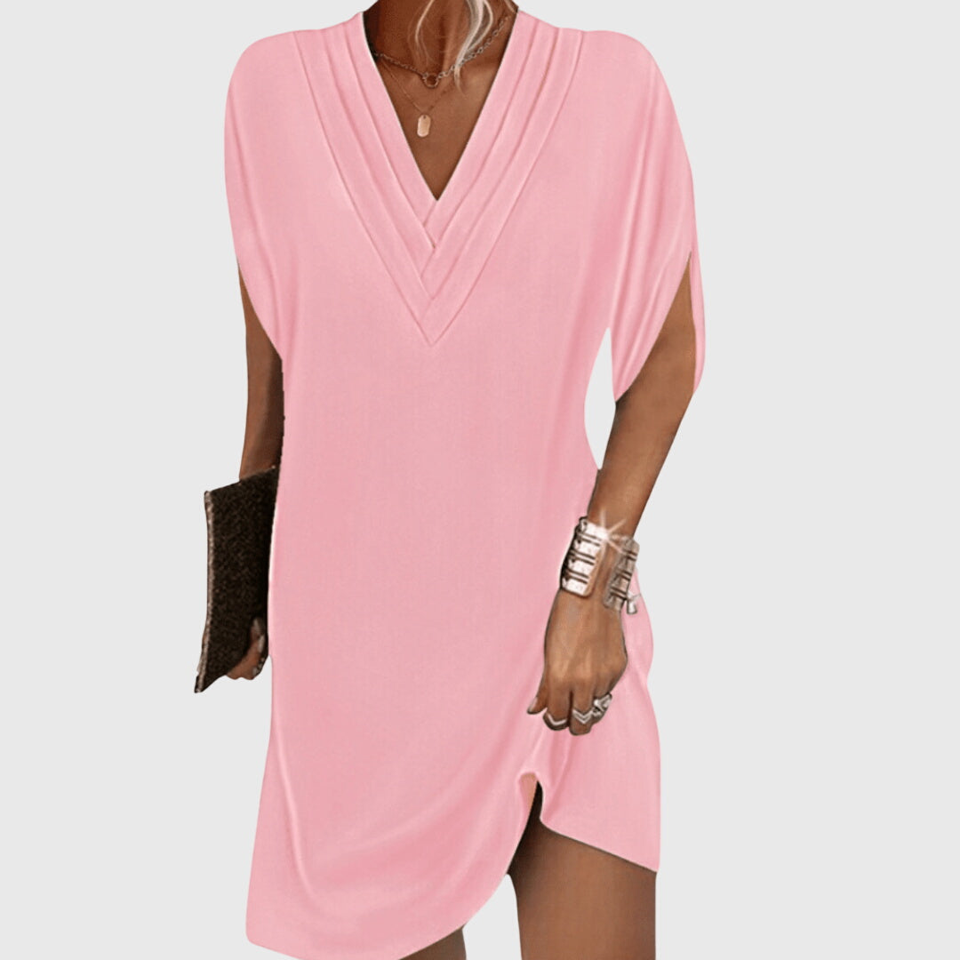 Women's Elegant Loose Fit V-Neck Dress | Mini