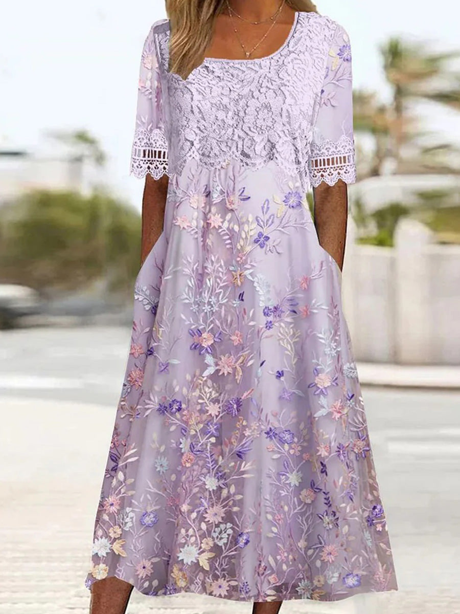 Women's Elegant Short Sleeve Formal Dress | Midi