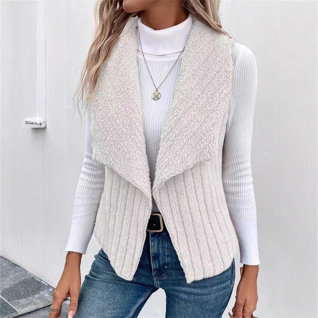 Women's Draped Shawl Collar Vest | Sleeveless
