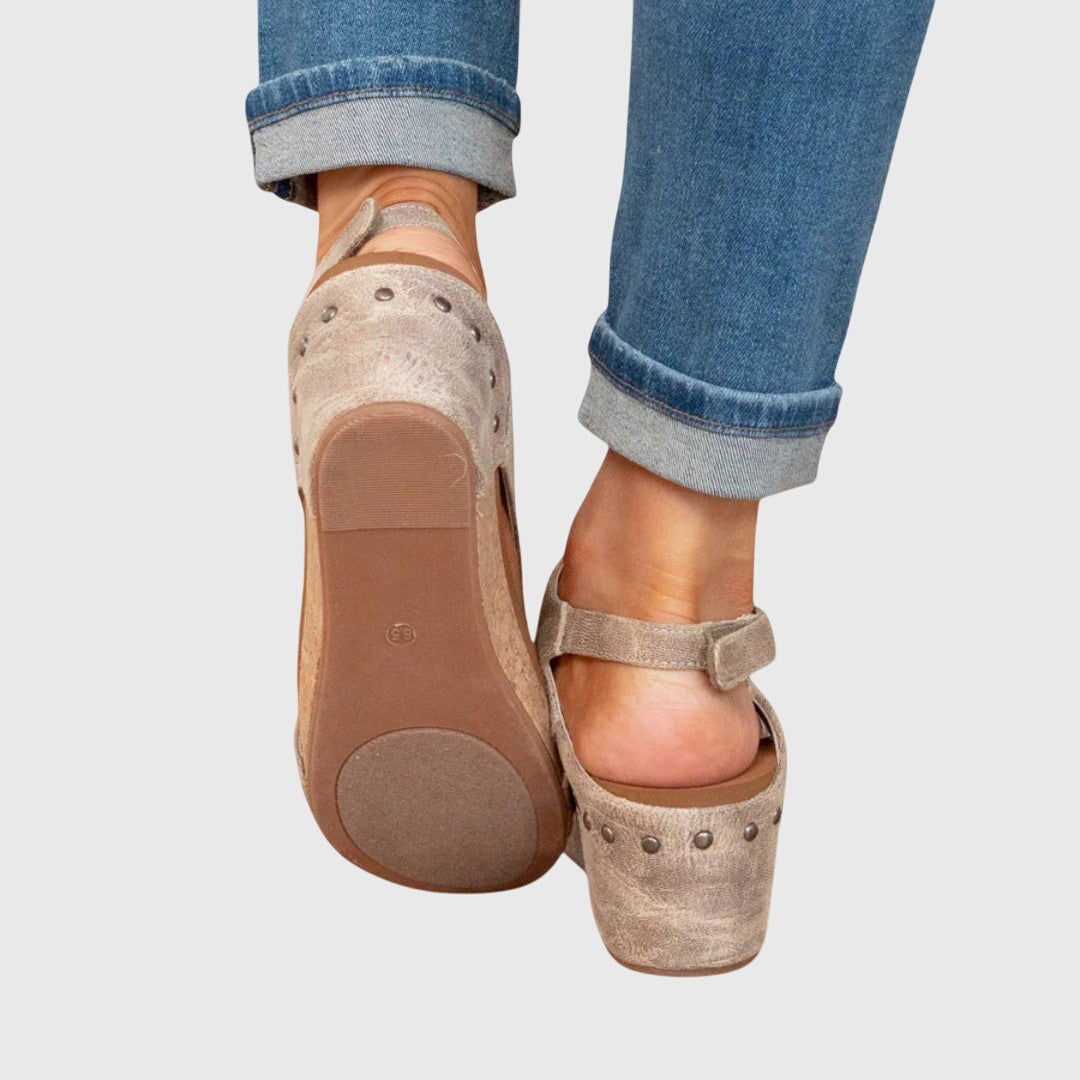 Women's Peep Toe Wedge Ankle Strap Sandals | Hook and Loop