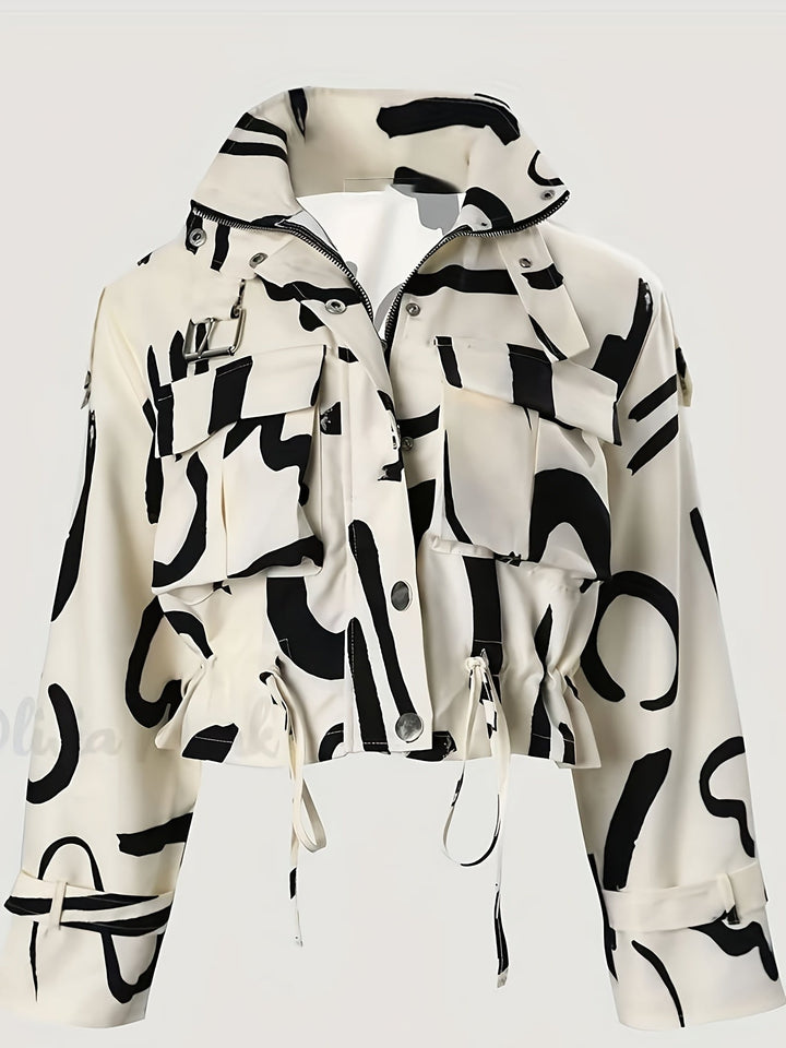 Women's Abstract Print Jacket | Elegant