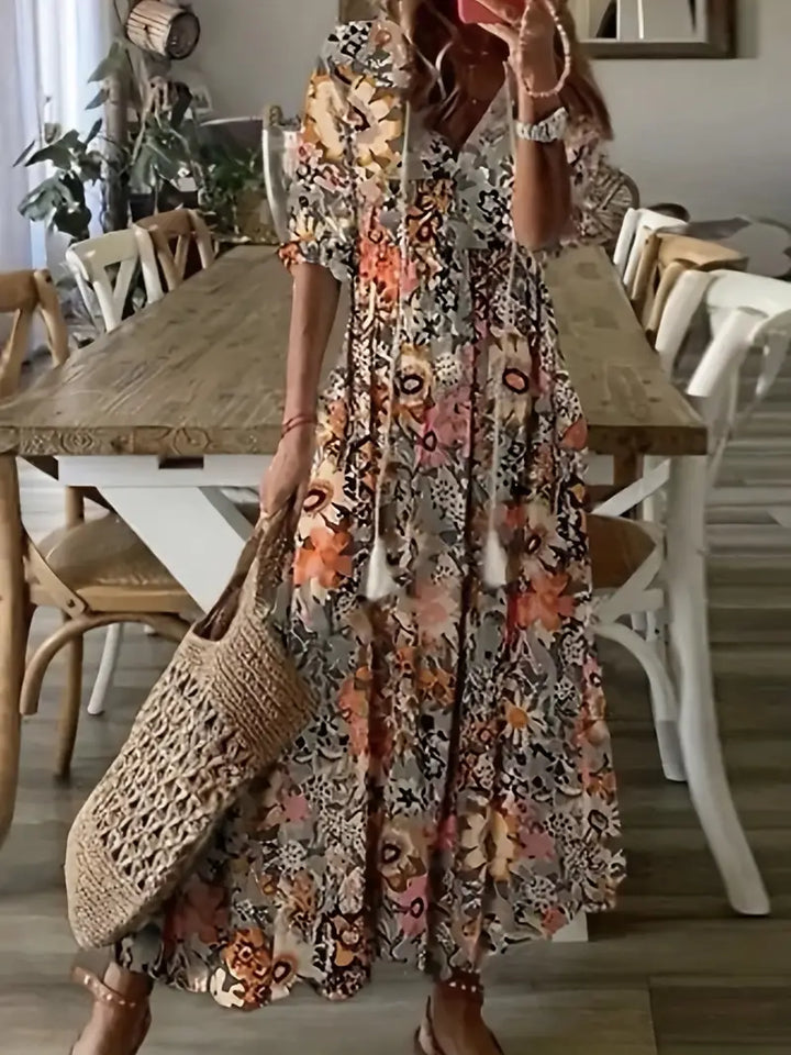 Women's Bohemian Flared A-Line Dress | Maxi
