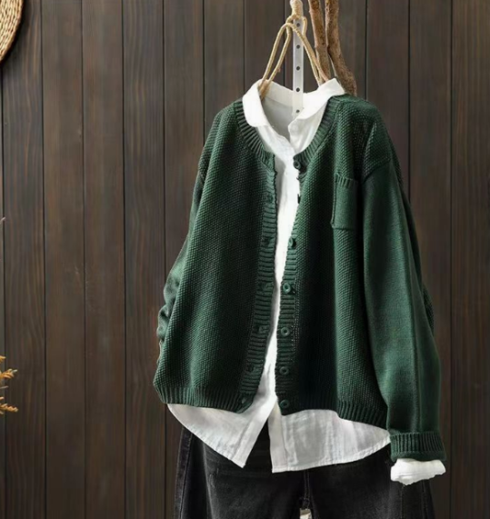 Women's Oversized Button Front Cardigan | Chest Pocket