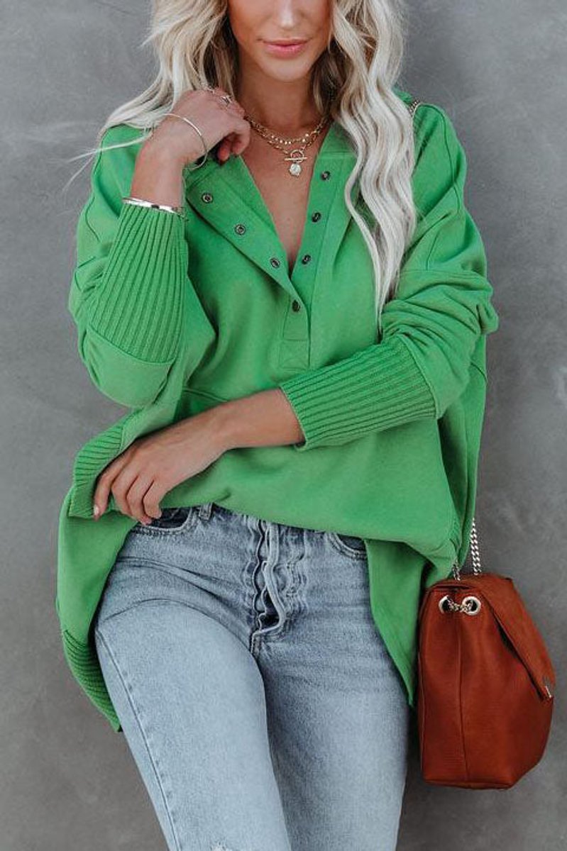 Women's Hooded Button Placket Sweatshirt | Casual