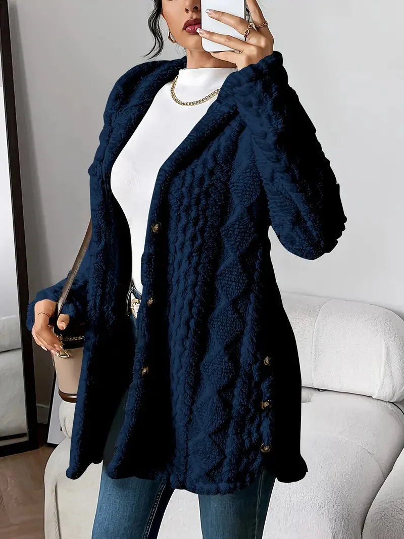 Women's Textured Elegant Coat | Longline